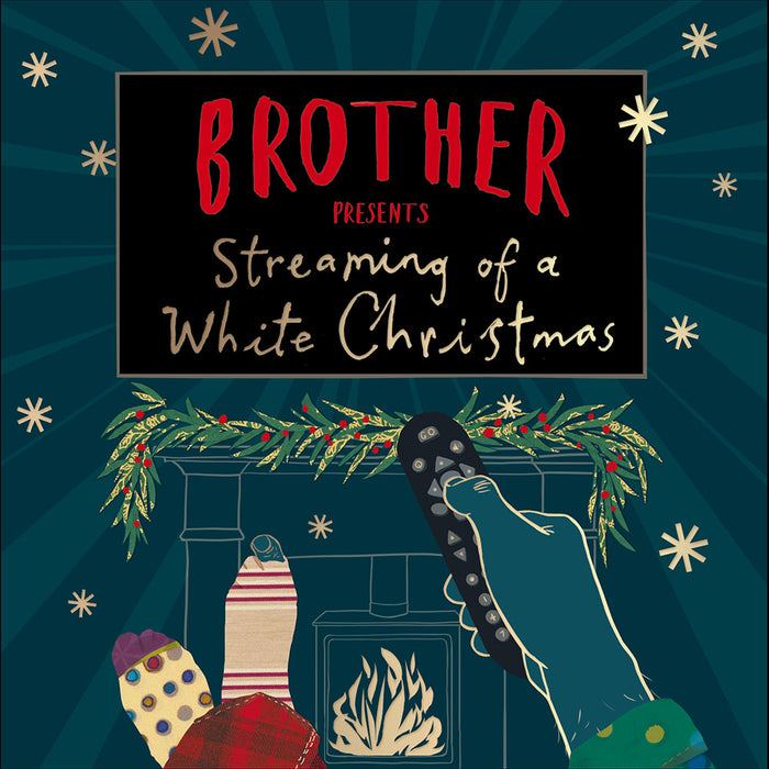 Woodmansterne 'Brother Presents Streaming A White Christmas' Christmas Card
