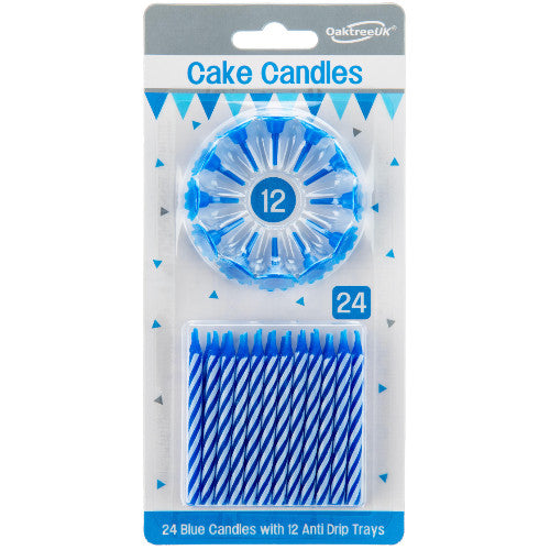 Balloon Market Blue Spiral Cake Candles 24