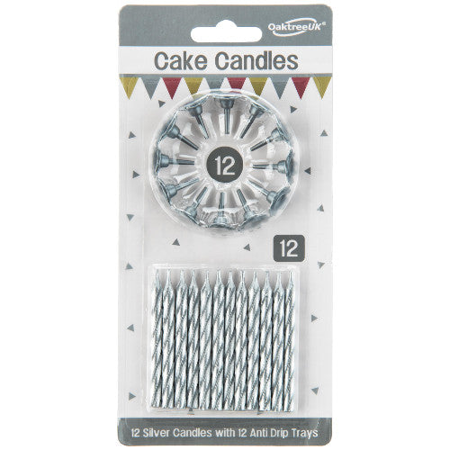 Balloon Market Metallic Silver Spiral Cake Candles 24