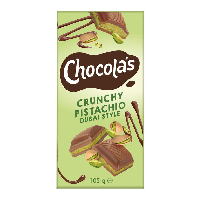 Chocolas Milk Chocolate Bar With Crunchy Dubai Style Pistachio