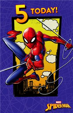UKG '5 Today' Spiderman Birthday Card