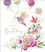 Birthday card with floral design and hummingbird