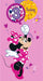 A pink Minnie Mouse birthday graphic with a large balloon showing the number 3 and another balloon that says 'Today' in yellow, decorated with hearts, stars, and confetti.