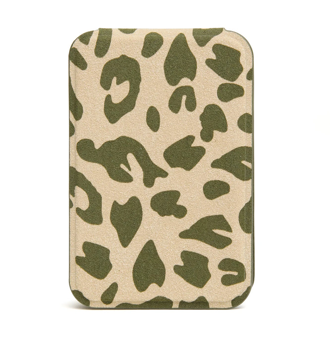 Alice Wheeler Olive Leopard Folding Travel Mirror