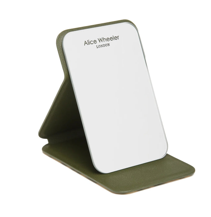 Alice Wheeler Olive Leopard Folding Travel Mirror