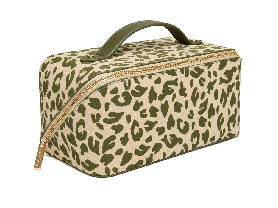 Alice Wheeler Olive Leopard Train Case