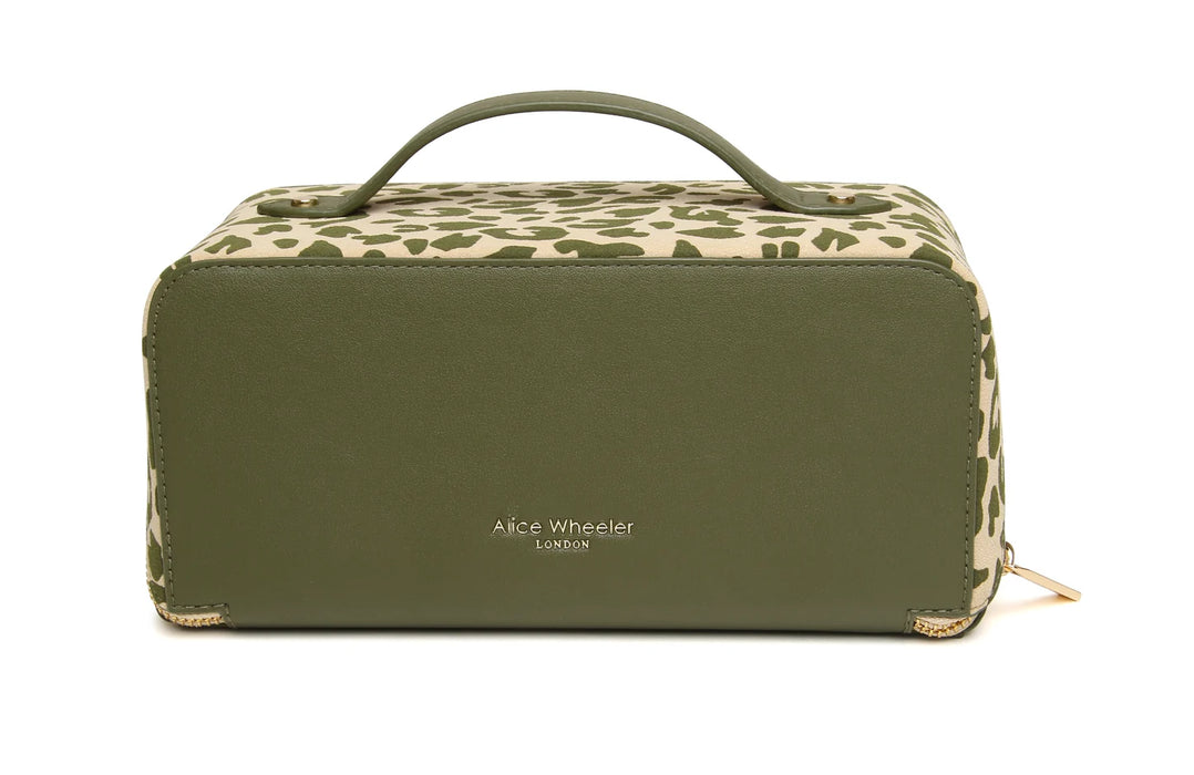 Alice Wheeler Olive Leopard Train Case
