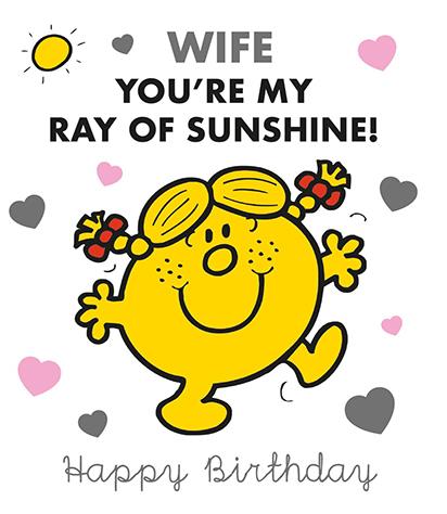 Words & Wishes 'Wife Your My Ray Of Sunshine' Birthday Card