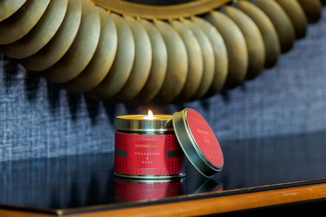 Stoneglow The Icon Collection Cranberry & Rose Candle Tin