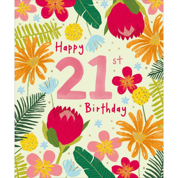 Woodmansterne 'Florals 21st' Birthday Card