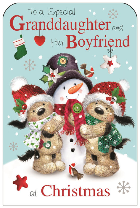 Jonny Javelin 'To A Special Granddaughter And Boyfriend Snowman' Christmas Card
