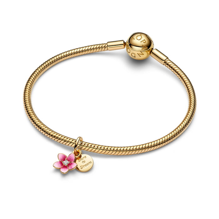 Pandora Disney Moana Flower Dangle Charm 14k Gold Plating