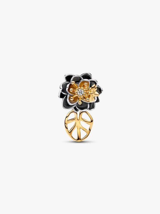 Pandora Disney Princess Tiana Lotus Flower Lab-grown Diamond Charm 14k Gold Plating And Sterling Silver