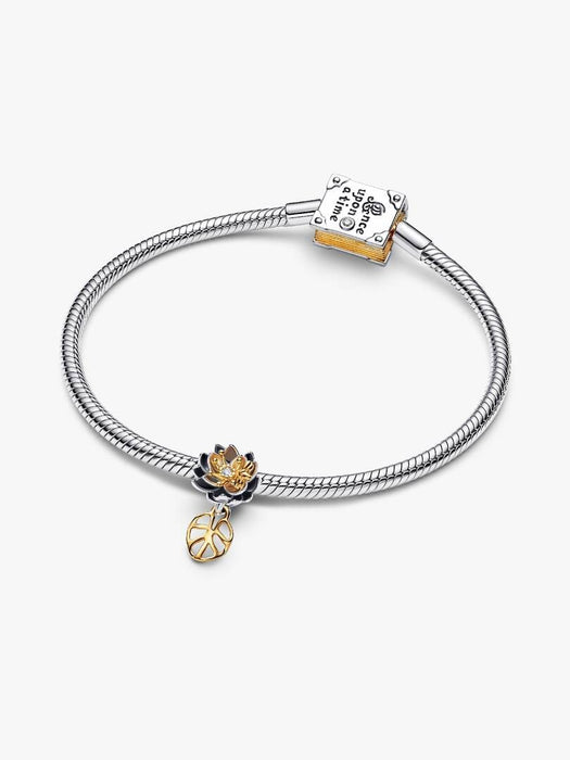 Pandora Disney Princess Tiana Lotus Flower Lab-grown Diamond Charm 14k Gold Plating And Sterling Silver