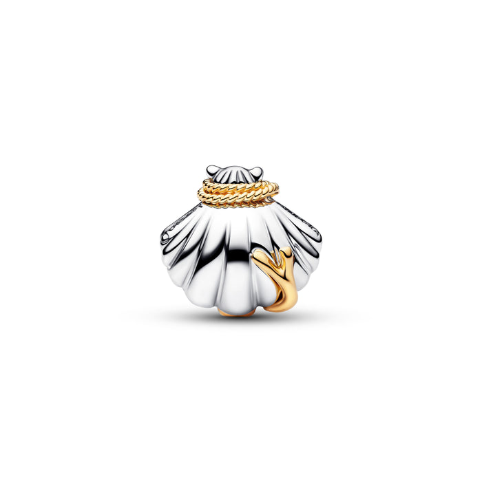 Pandora Disney Princesses Ariel Shell Lab-Grown Diamond Two-Tone Charm Sterling Silver and 14k Gold