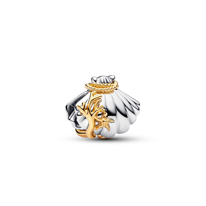 Pandora Disney Princesses Ariel Shell Lab-Grown Diamond Two-Tone Charm Sterling Silver and 14k Gold