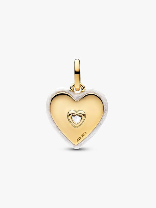 Pandora Radiating White Heart Medallion Charm 14k Gold Plating