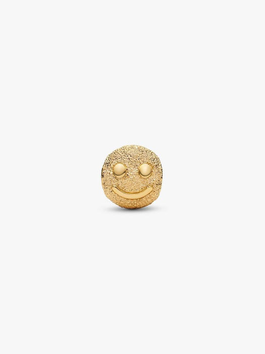 Pandora Textured Happy Face Mini Charm 14k Gold Plating