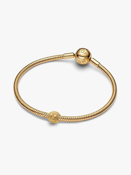 Pandora Textured Happy Face Mini Charm 14k Gold Plating
