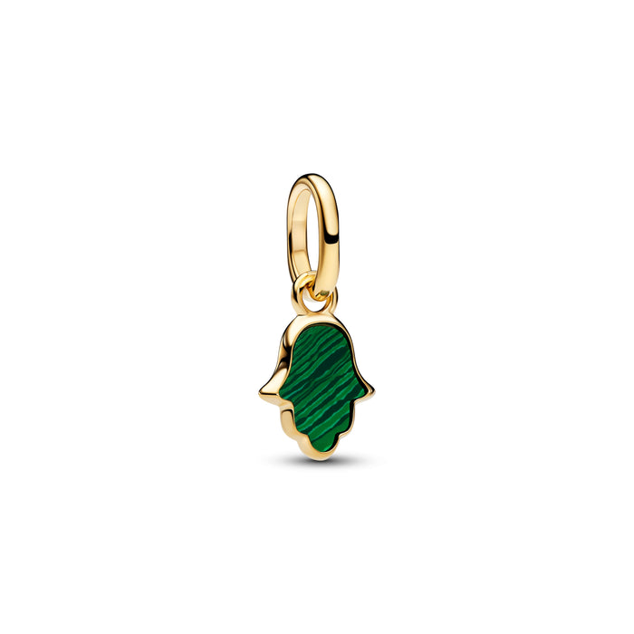 Pandora Green Hamsa Hand Mini Dangle Charm 14k Gold Plating
