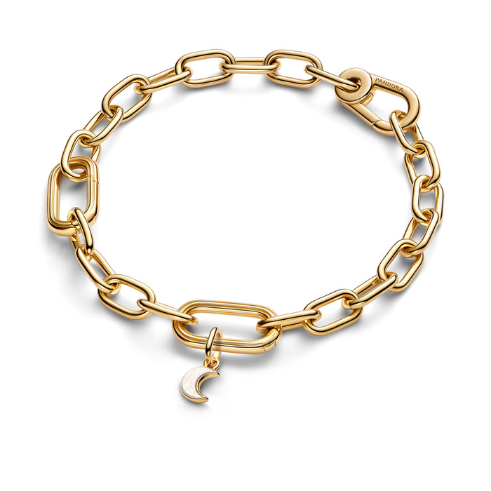 Pandora White Crescent Moon Mini Dangle Charm 14k Gold Plating
