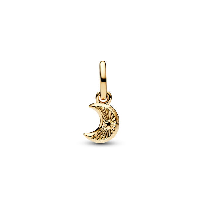 Pandora White Crescent Moon Mini Dangle Charm 14k Gold Plating