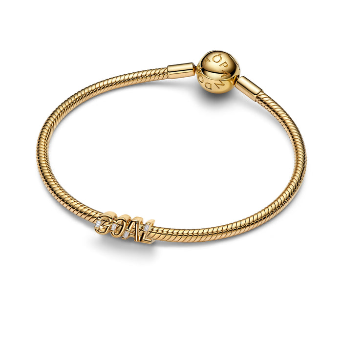 Pandora Goal Script Charm 14k Gold Plating