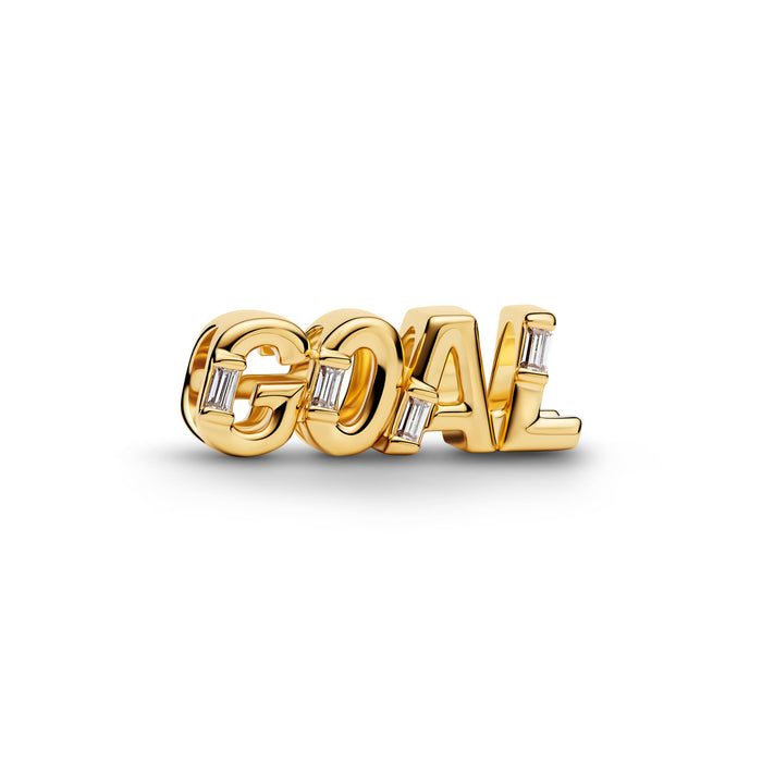 Pandora Goal Script Charm 14k Gold Plating