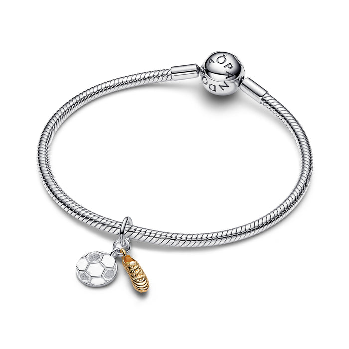 Pandora Soccer Shoe Double Dangle Charm Sterling Silver And 14K Gold Plating