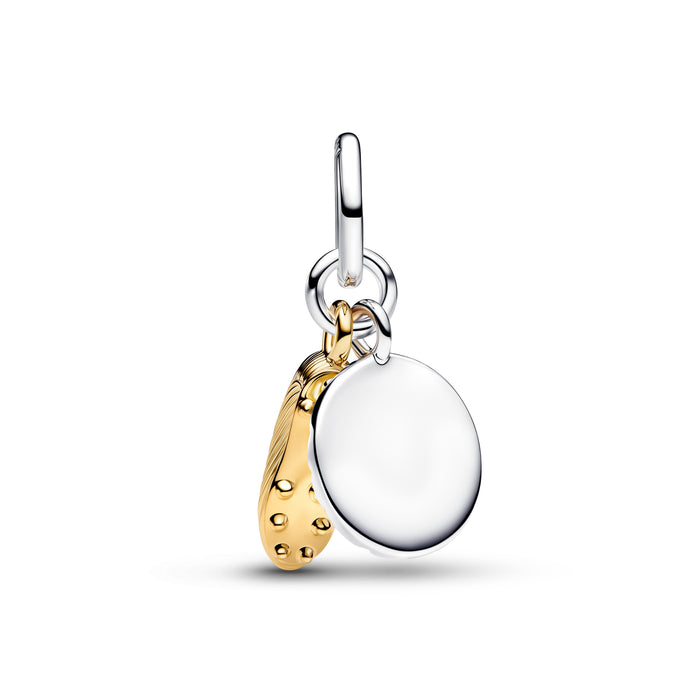 Pandora Soccer Shoe Double Dangle Charm Sterling Silver And 14K Gold Plating