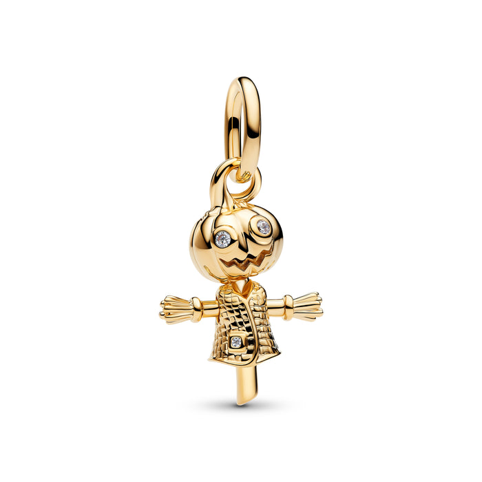 Pandora Pumpkin Scarecrow Dangle Charm 14k Gold Plating