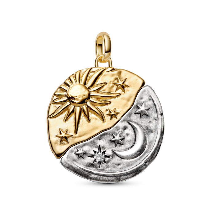 Pandora Sun & Moon Oversized Medallion Charm 14k Gold Plating And Sterling Silver