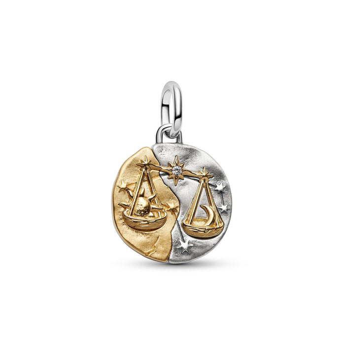 Pandora Libra Zodiac Medallion Charm 14k Gold Plating And Sterling Silver