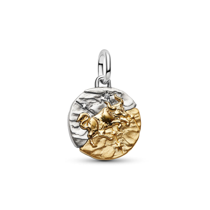 Pandora Taurus Zodiac Medallion Charm 14k Gold Plating And Sterling Silver