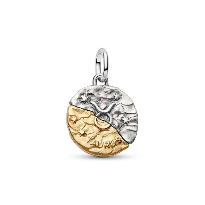 Pandora Taurus Zodiac Medallion Charm 14k Gold Plating And Sterling Silver
