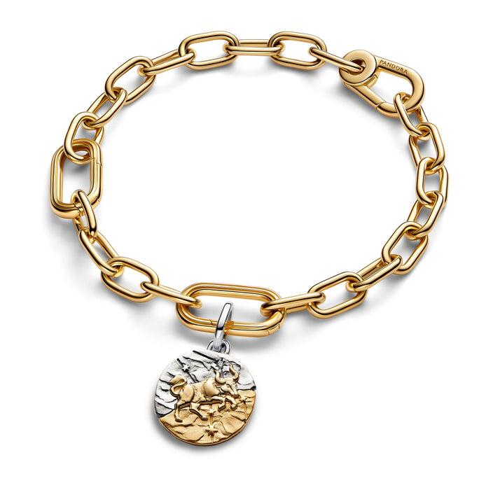 Pandora Taurus Zodiac Medallion Charm 14k Gold Plating And Sterling Silver