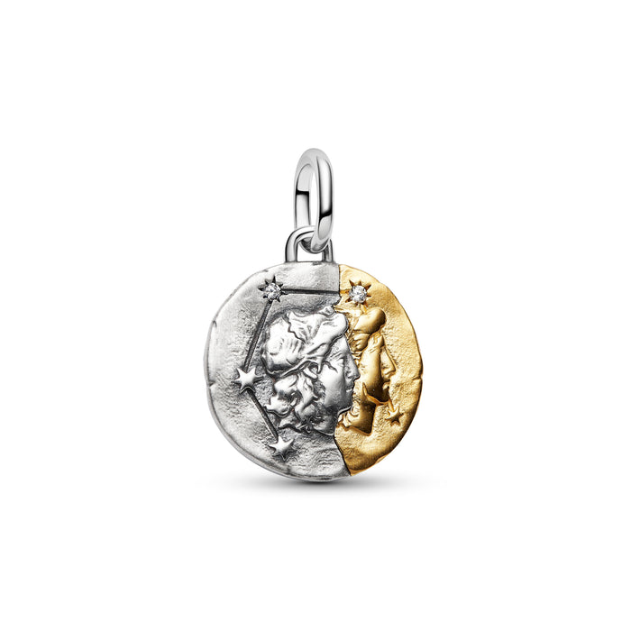 Pandora Gemini Zodiac Medallion Charm 14k Gold Plating And Sterling Silver