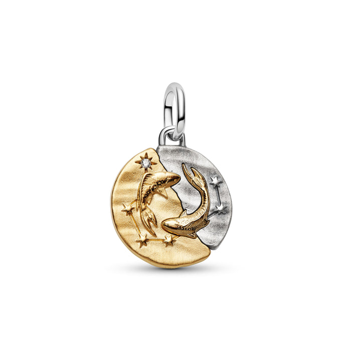 Pandora Pisces Zodiac Medallion Charm 14k Gold Plating And Sterling Silver