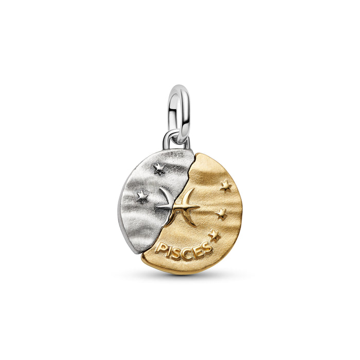 Pandora Pisces Zodiac Medallion Charm 14k Gold Plating And Sterling Silver