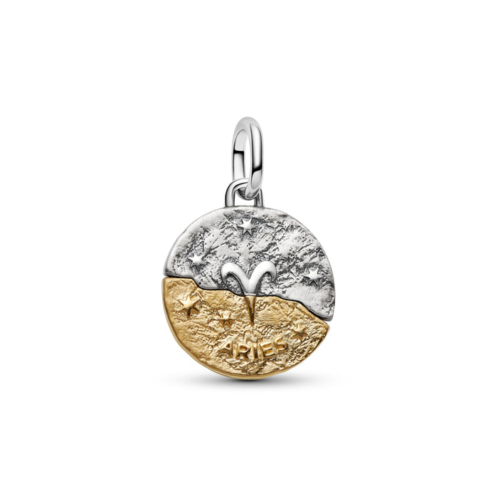 Pandora Aries Zodiac Medallion Charm 14k Gold Plating And Sterling Silver