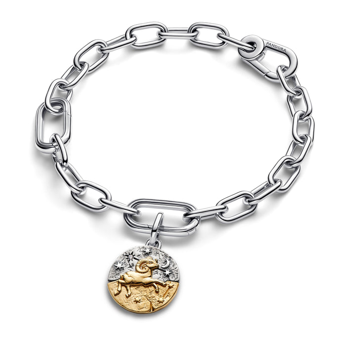 Pandora Aries Zodiac Medallion Charm 14k Gold Plating And Sterling Silver