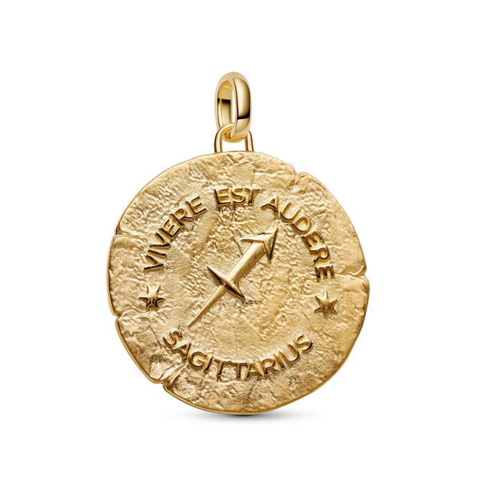 Pandora Sagittarius Zodiac Oversized Medallion Charm 14k Gold Plating And Sterling Silver