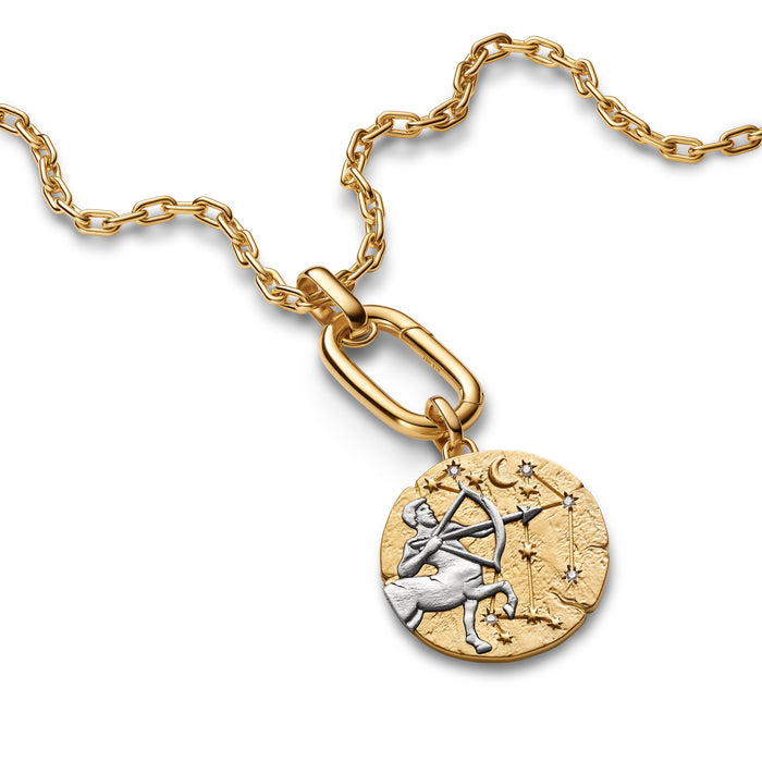 Pandora Sagittarius Zodiac Oversized Medallion Charm 14k Gold Plating And Sterling Silver