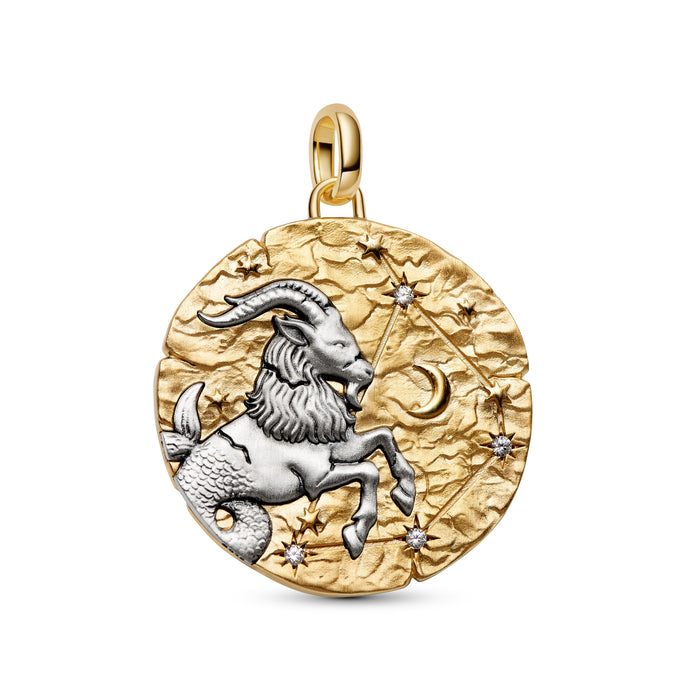 Pandora Capricorn Zodiac Oversized Medallion Charm 14k Gold Plating And Sterling Silver