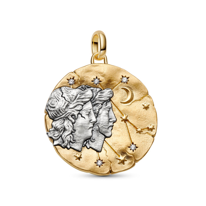 Pandora Gemini Zodiac Oversized Medallion Charm 14k Gold Plating And Sterling Silver