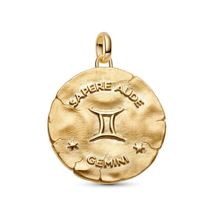 Pandora Gemini Zodiac Oversized Medallion Charm 14k Gold Plating And Sterling Silver