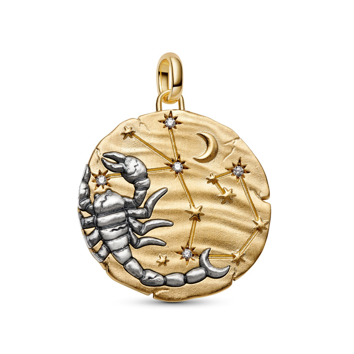 Pandora Scorpio Zodiac Oversized Medallion Charm 14k Gold Plating And Sterling Silver