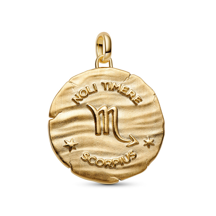 Pandora Scorpio Zodiac Oversized Medallion Charm 14k Gold Plating And Sterling Silver