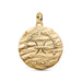 A round gold pendant charm featuring the Pisces zodiac symbol, with the words 'MEMENTO SOMNIARE' and 'PISCES' engraved on a clean white background.