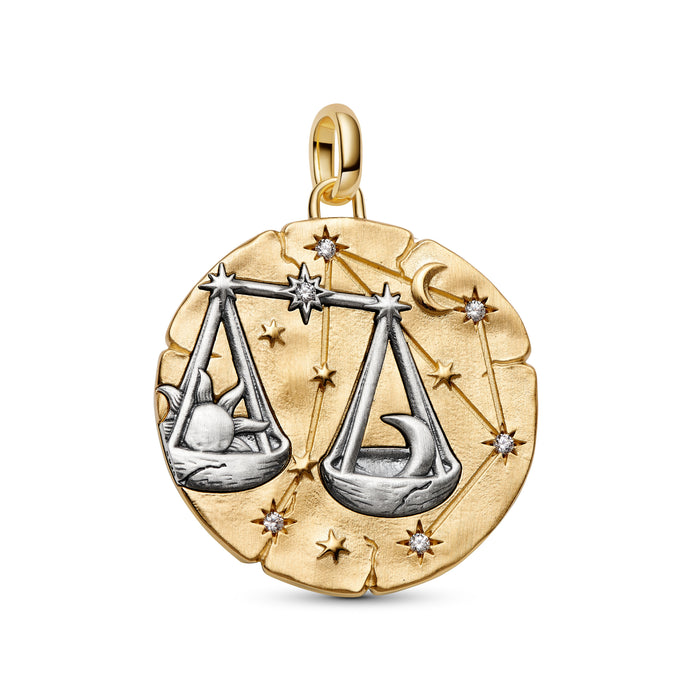 Pandora Libra Zodiac Oversized Medallion Charm 14k Gold Plating And Sterling Silver